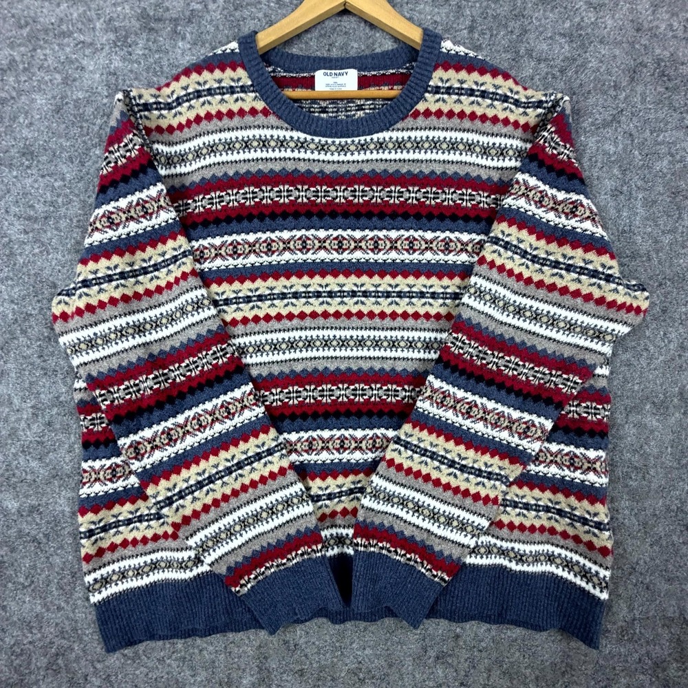 Old Navy SoSoft Sweater Mens 2XL Multicolor Fair Isle Long Sleeve Crew Neck